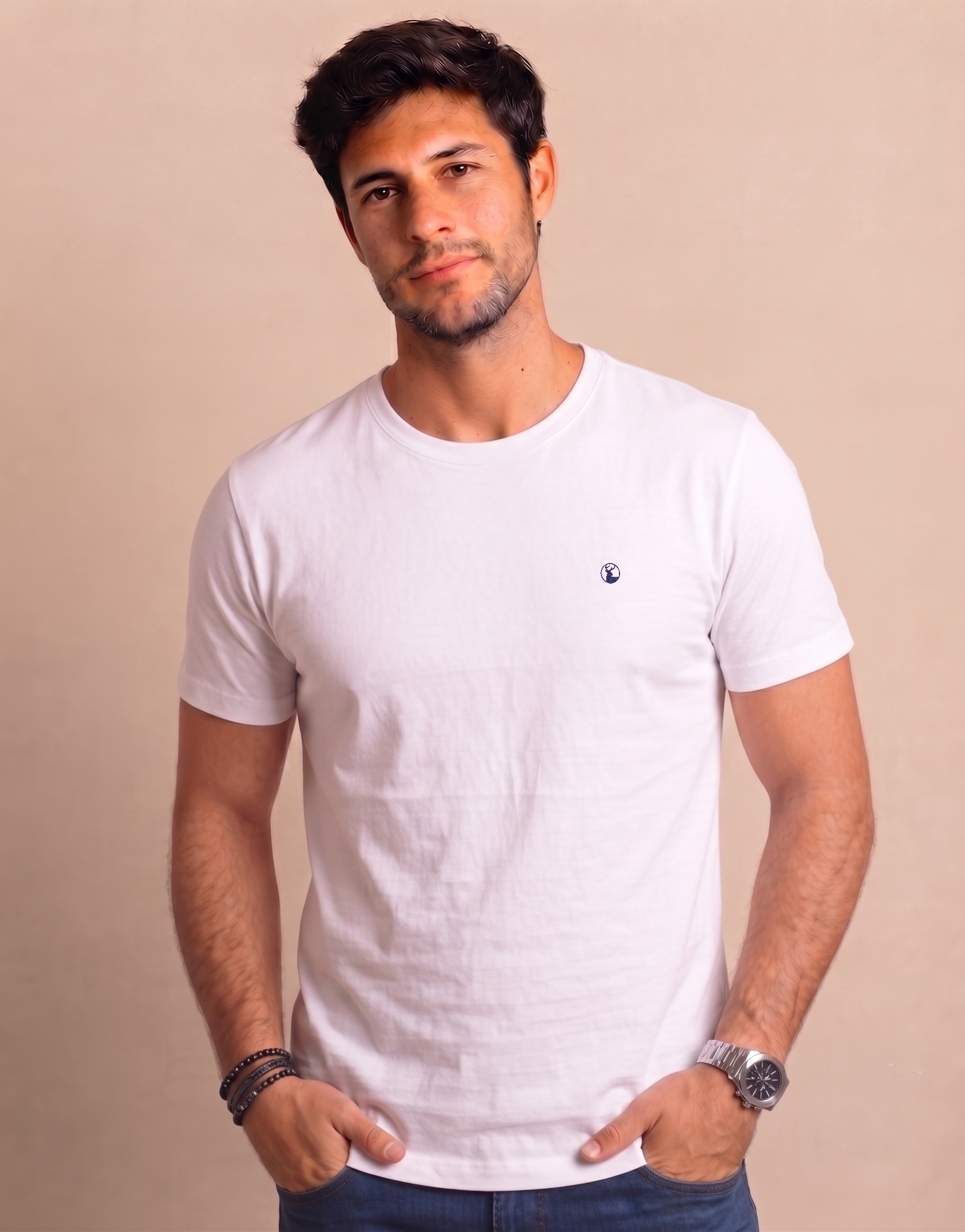 Polera Blanca Cuello Redondo Modelo Bagó - Fogliatti