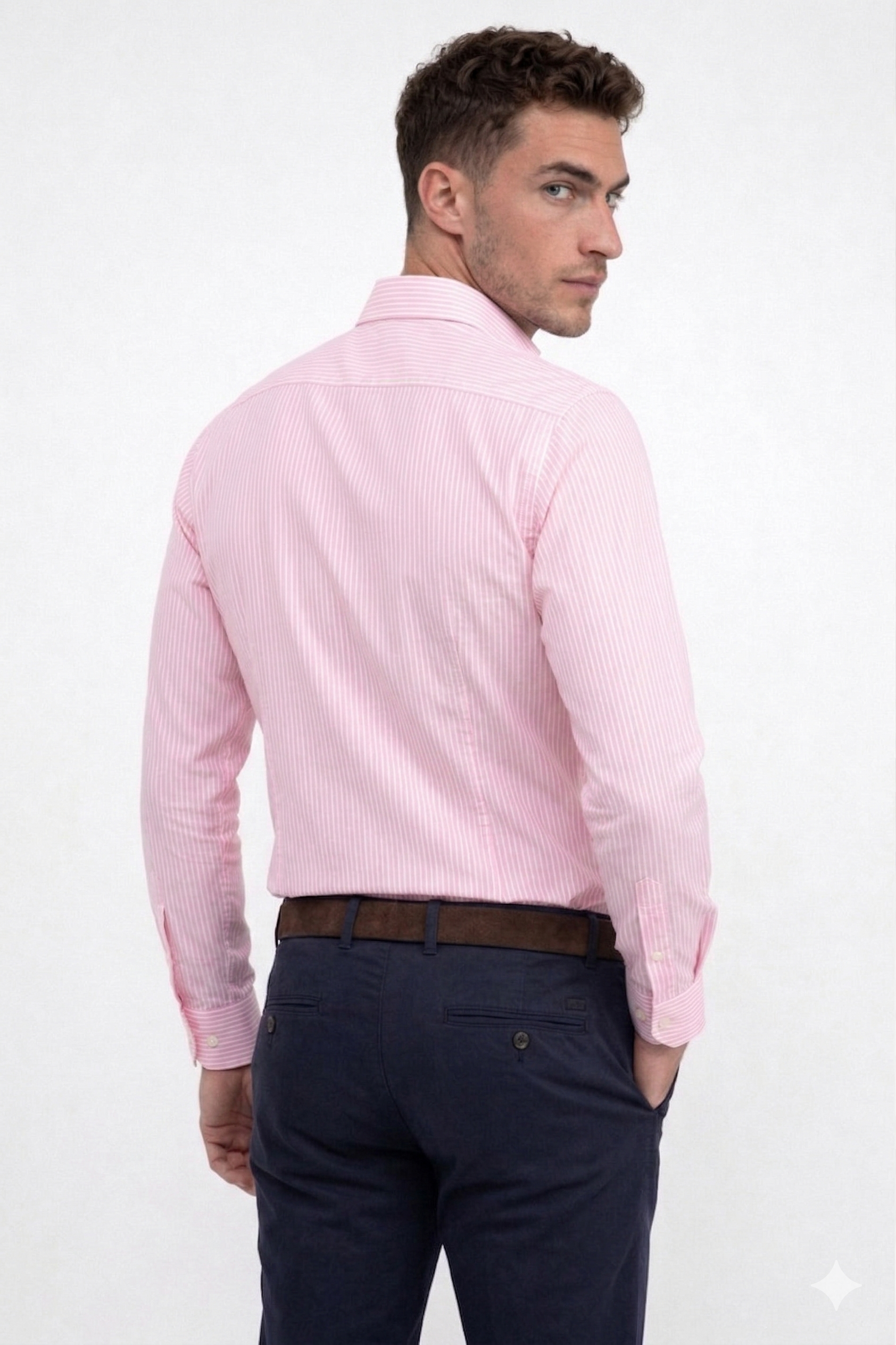 Camisa Rayas Blanca Rosa Modelo Spagnolo - Fogliatti