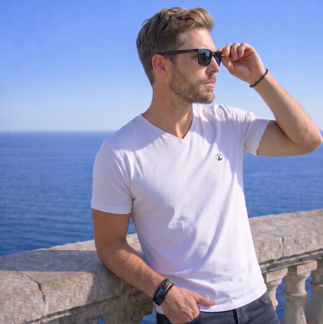 Polera Blanca Cuello V Modelo Barbé - Fogliatti