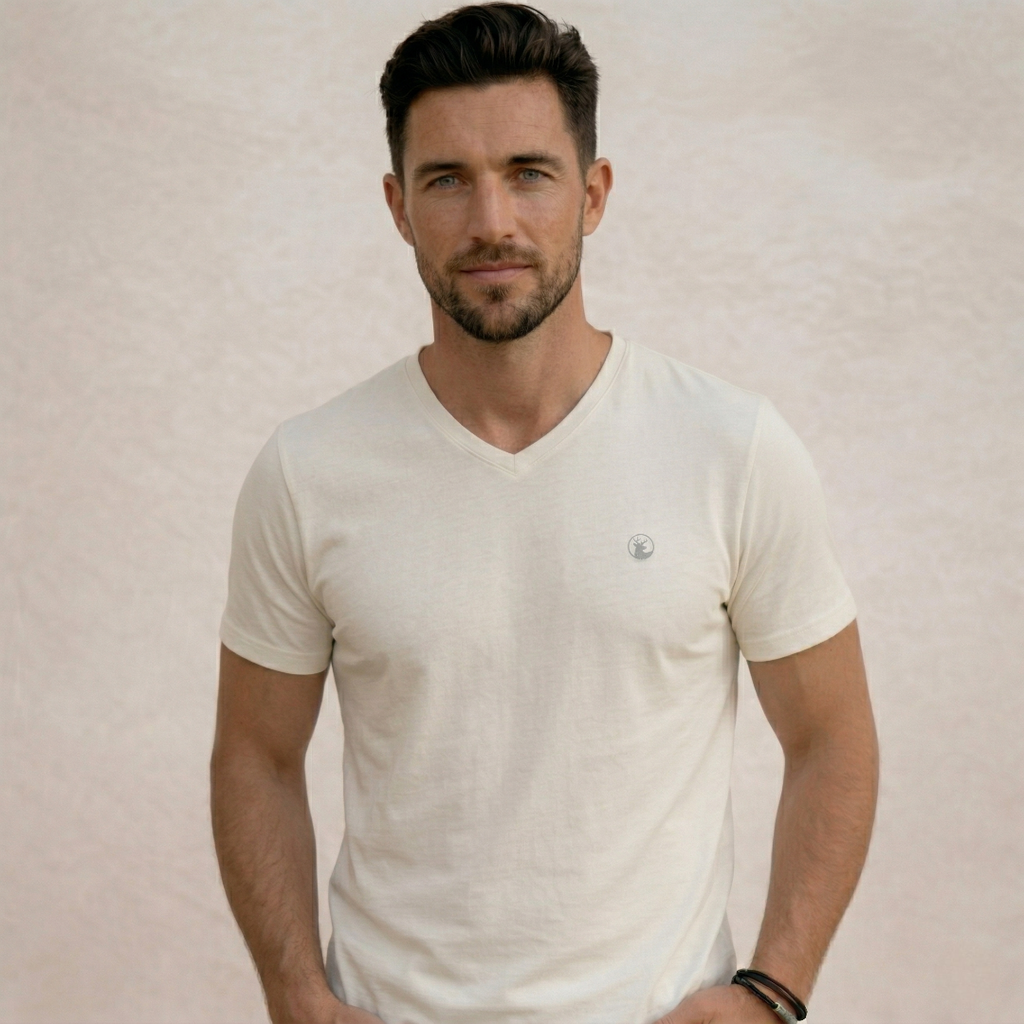 Polera Blanca Cuello V Modelo Barbé - Fogliatti