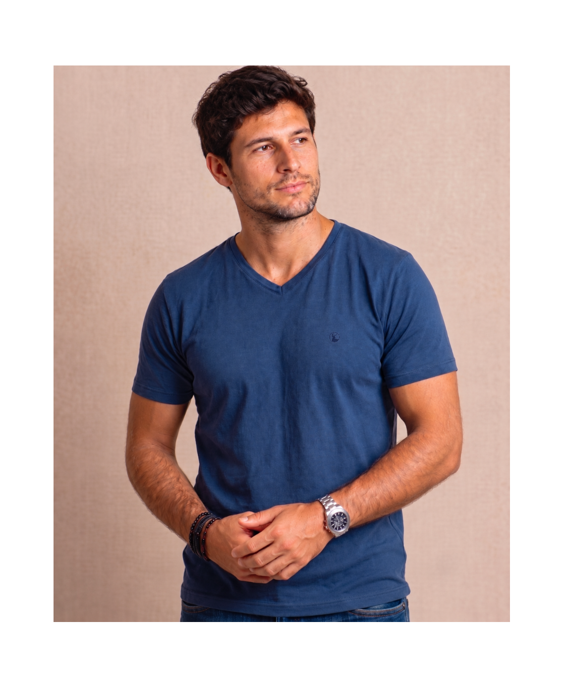 Polera Azul Marino Cuello en V - Modelo Barbé - Fogliatti