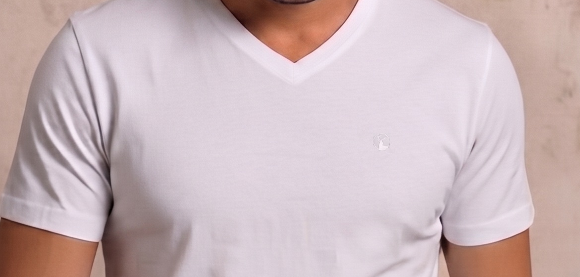 Polera Blanca Cuello V Modelo Barbé - Fogliatti