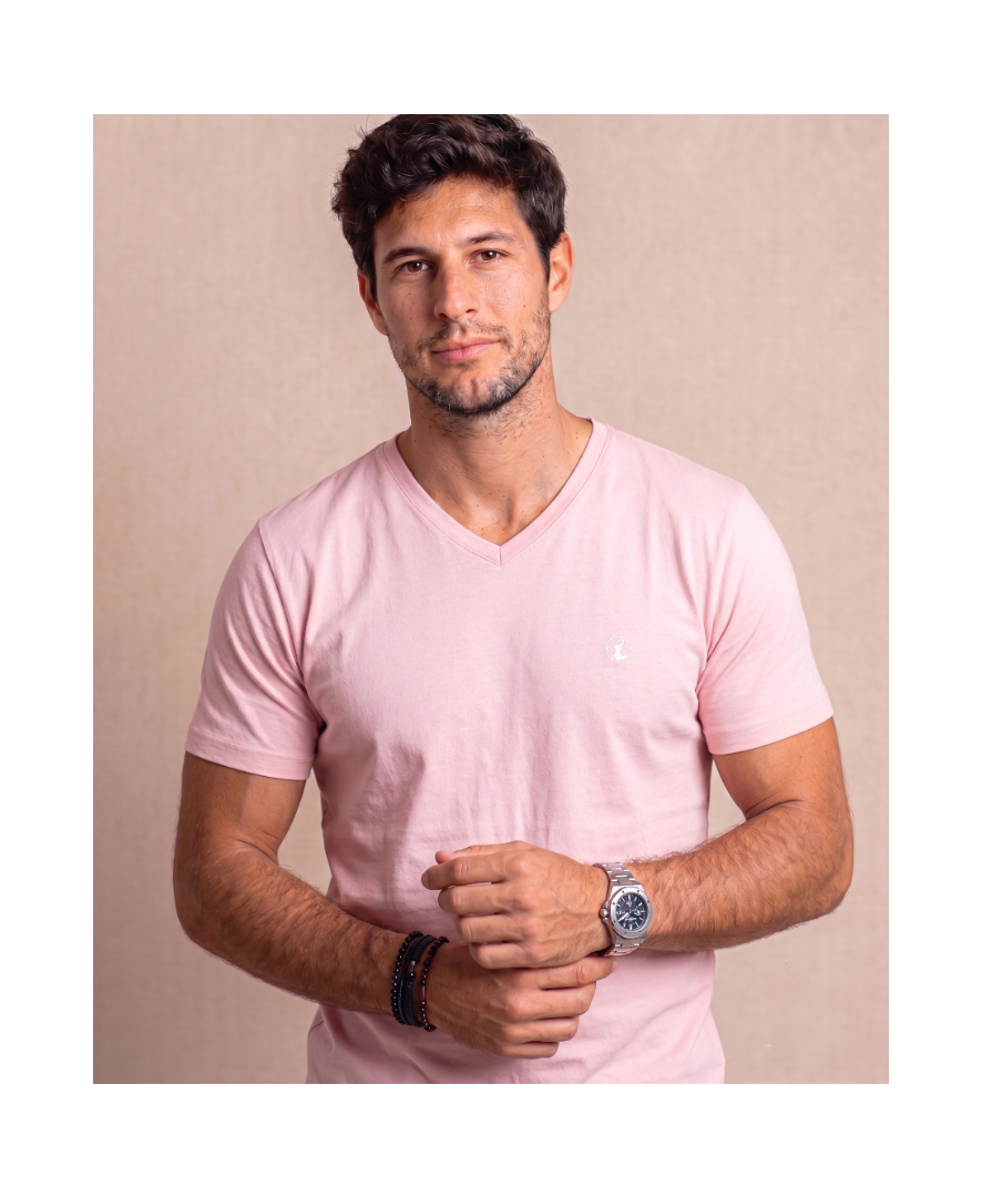 Polera Rosada Cuello V Modelo Barbé - Fogliatti