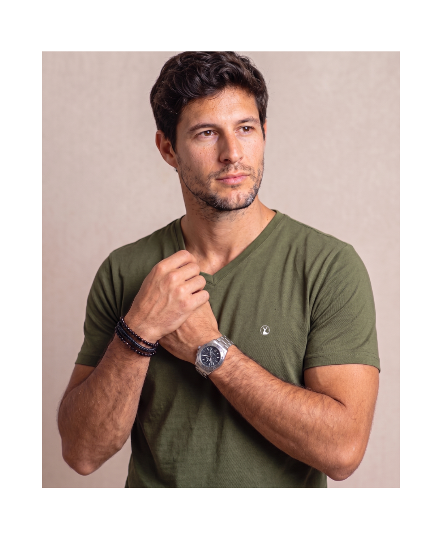 Polera Verde Oliva (Militar) Cuello V Modelo Barbé - Fogliatti