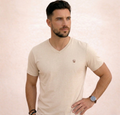 Polera Beige Cuello V Modelo Barbé - Fogliatti