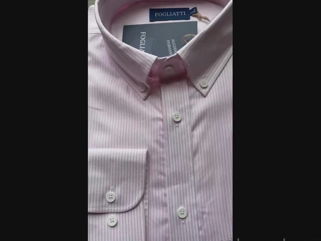 Camisa Rayas Blanca Rosa Modelo Spagnolo - Fogliatti