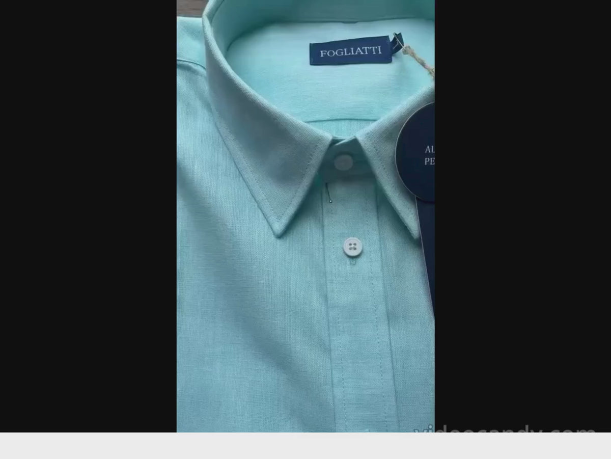 Camisa Lino Turquesa Modelo Di Fabio - Fogliatti
