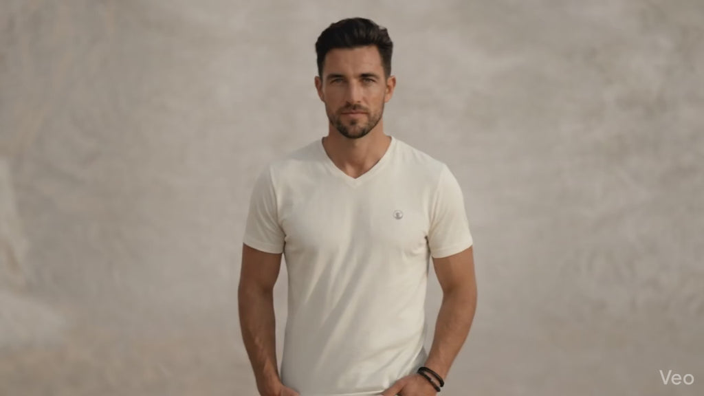 Polera Blanca Cuello V Modelo Barbé - Fogliatti