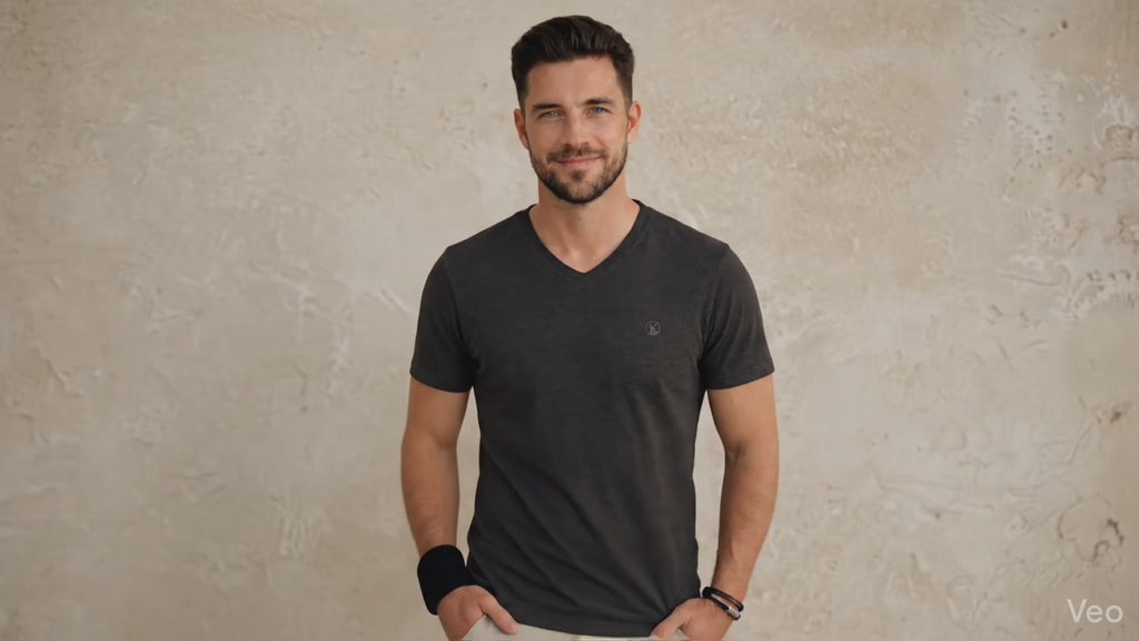 Polera Negra Cuello V Modelo Barbé - Fogliatti