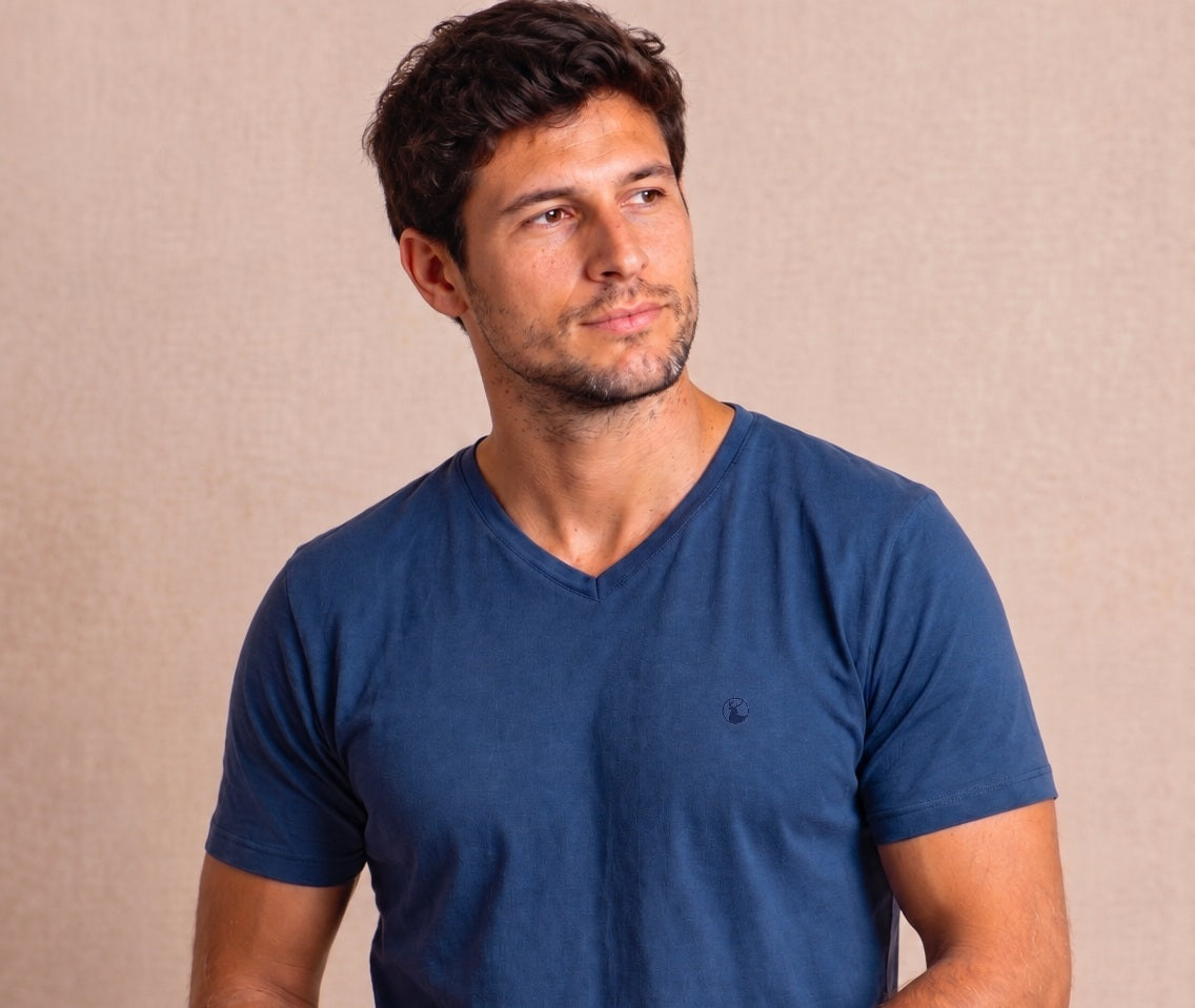 Polera Azul Marino Cuello en V - Modelo Barbé - Fogliatti