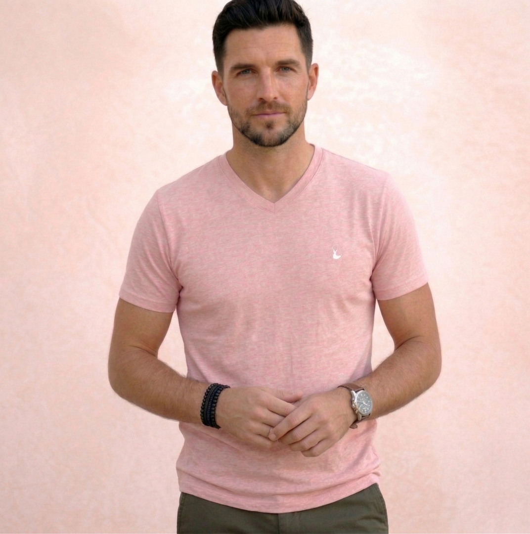 Polera Rosada Cuello V Modelo Barbé - Fogliatti