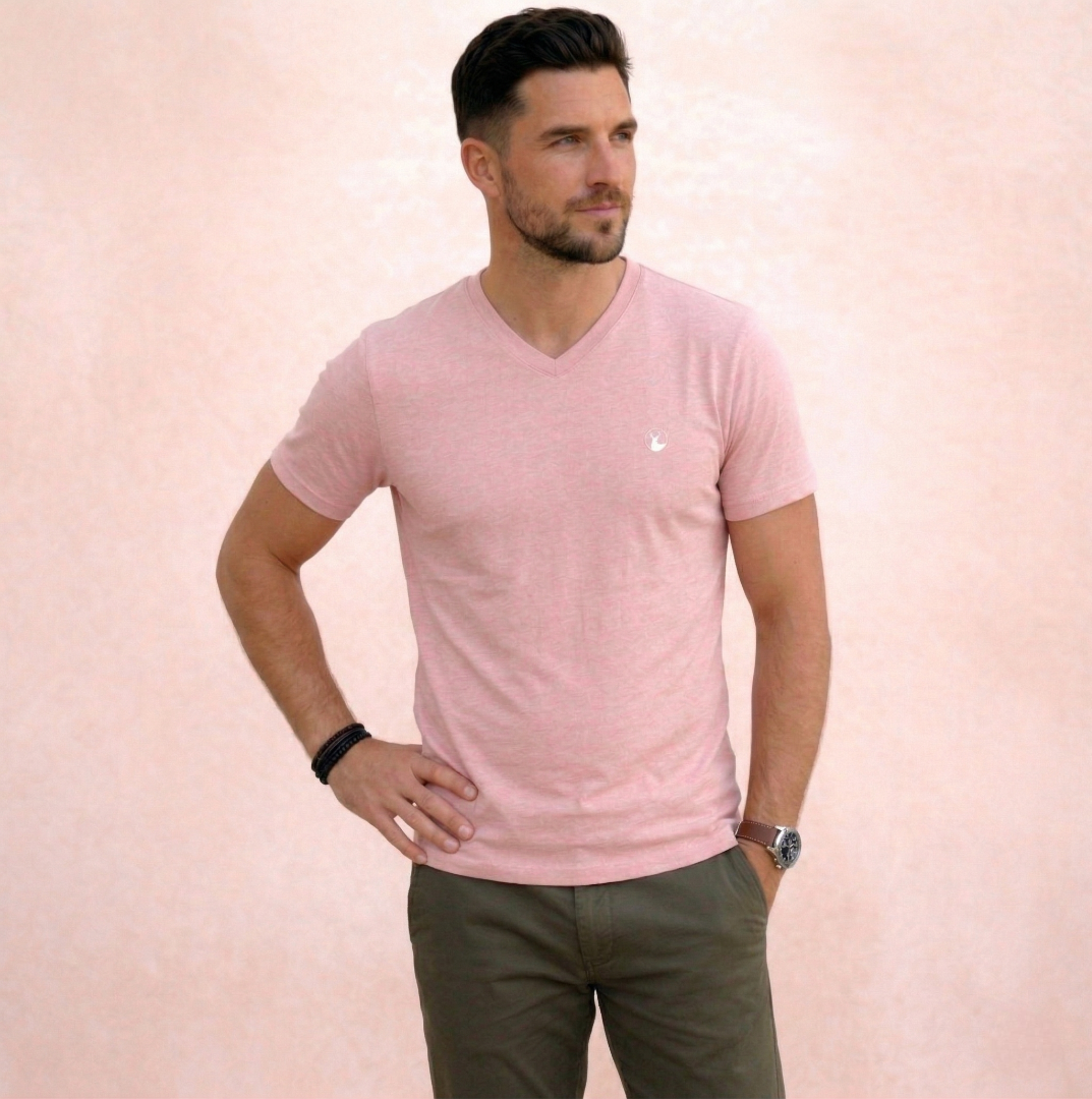 Polera Rosada Cuello V Modelo Barbé - Fogliatti