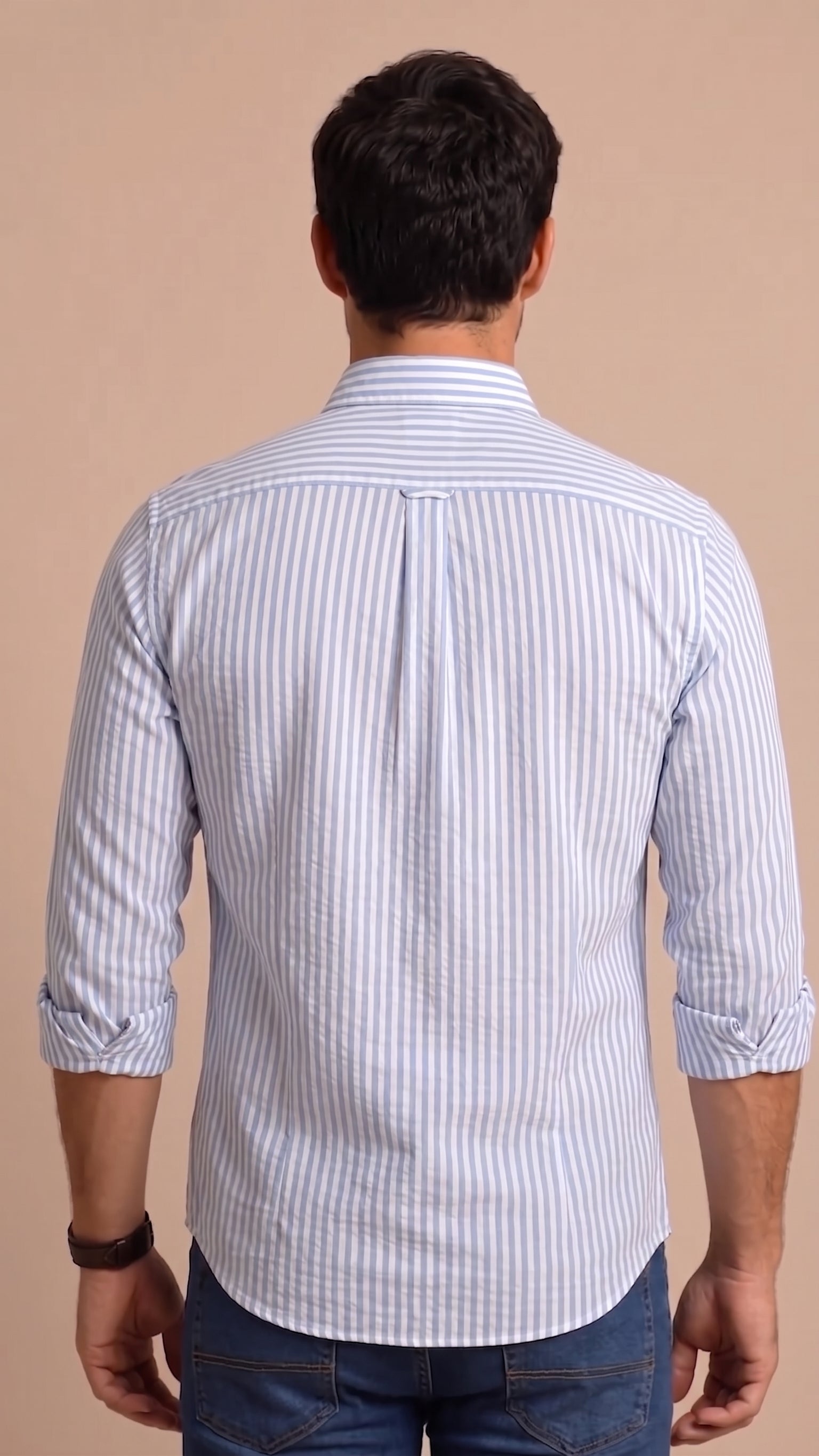 Camisa Rayas Blanca Azul Modelo Spagnolo - Fogliatti