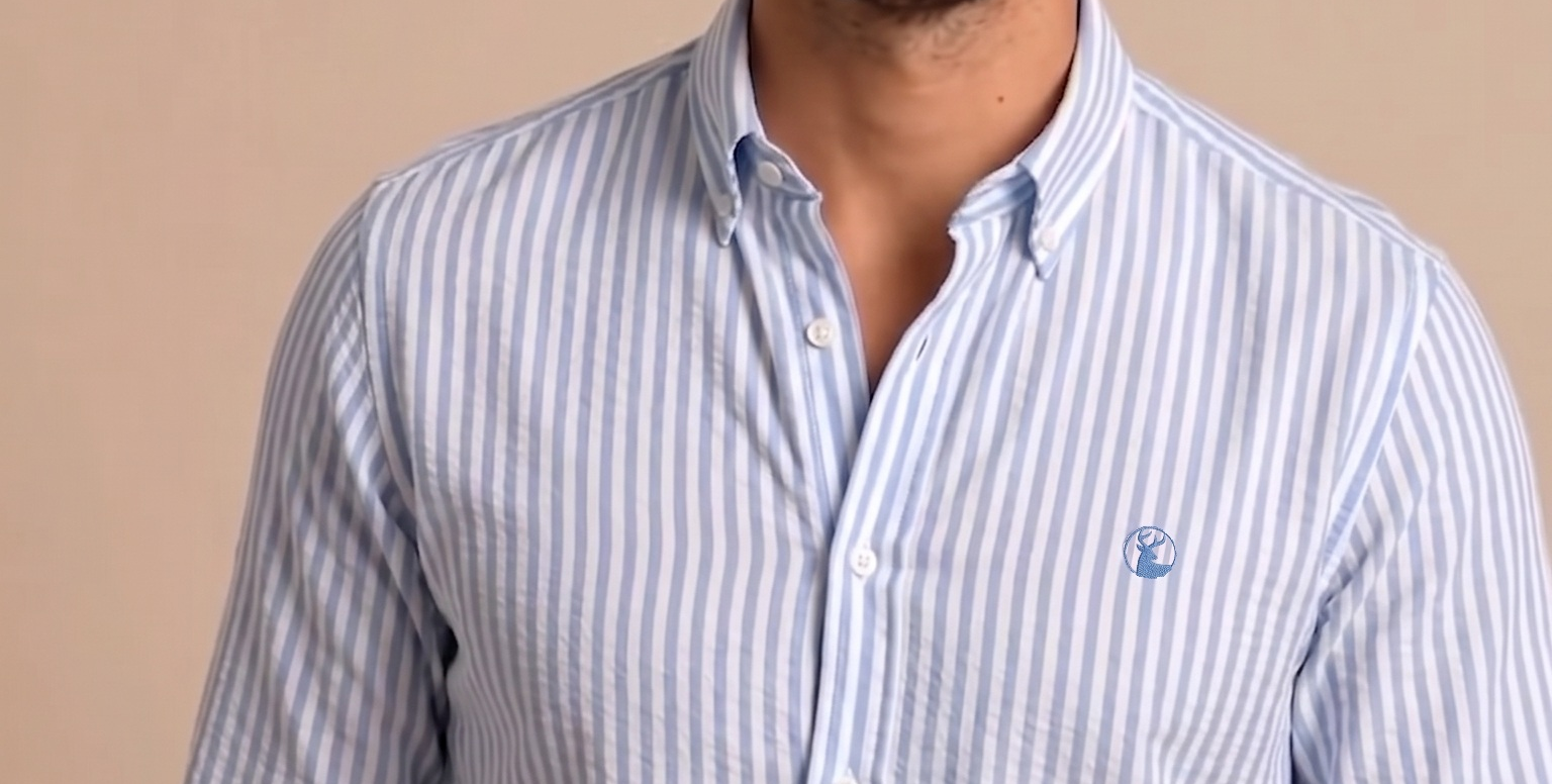 Camisa Rayas Blanca Azul Modelo Spagnolo - Fogliatti