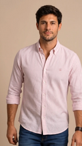 Camisa Rayas Blanca Rosa Modelo Spagnolo - Fogliatti